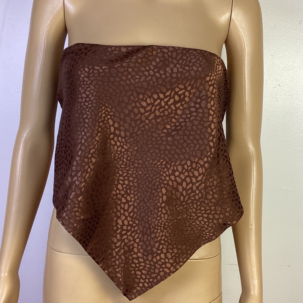 Endless Blu Copper Satin Scarf Top Sz M NWT